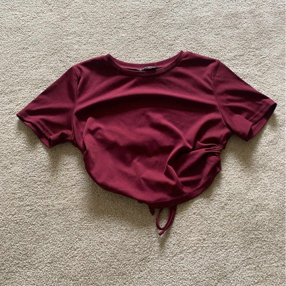 SHEIN Wine Red Ribbed Top